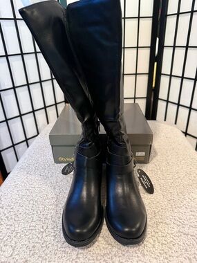 Black Knee High Riding Boots Wide Calf Women’s 8.5 Style & Co NIB
